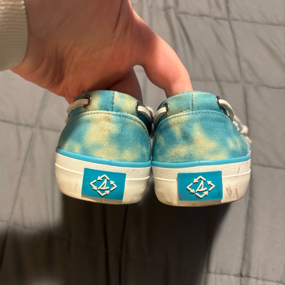 SPERRY Womens Crest Two-Tone Cream and Blue Boat Shoe Size 7.5 - Picture 3 of 8
